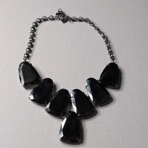 Kendra Scott Black Harlow Iridescent Necklace Gunmetal Chain with Jewerly Bag